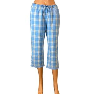 Old Navy Intimates Blue Plaid Pajama Pants Womens Small Cotton Capri Sleepwear